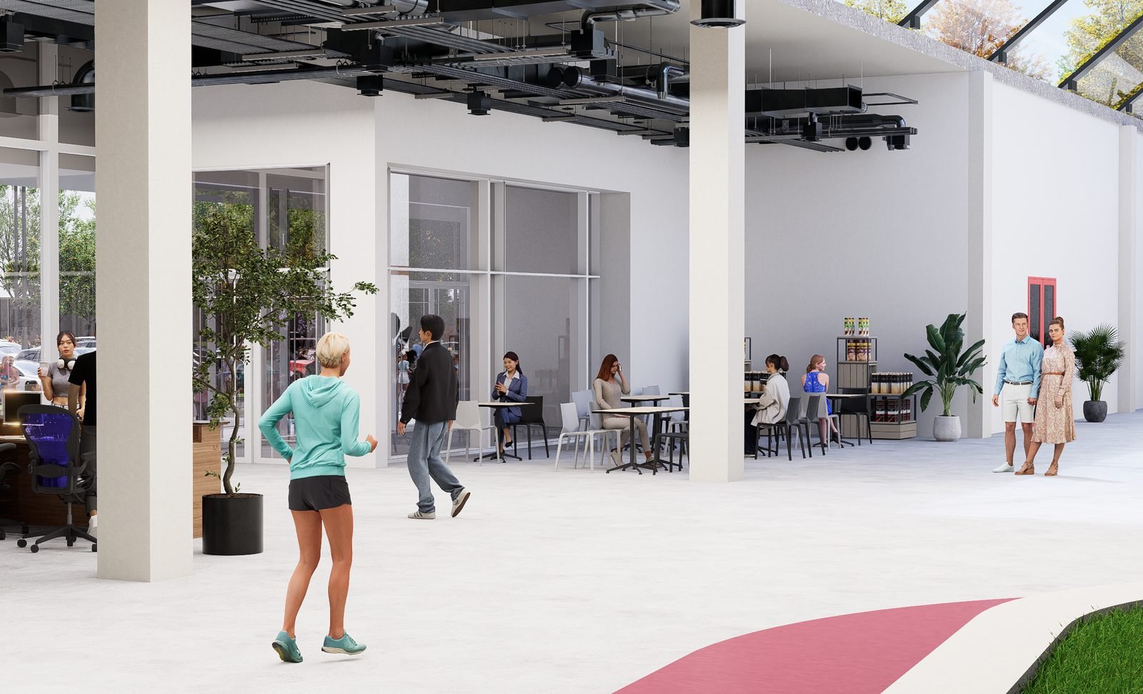 Rendering of the indoor running track through The Core